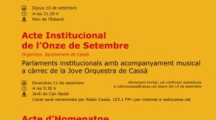Programa d'actes de la Diada a Cassà