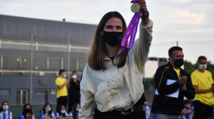 La Laia, amb la medalla de campiona d'Europa