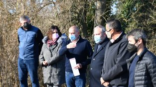 Els alcaldes implicats en l'obra, en la presentació d'avui