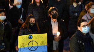 Cassà es concentra contra la invasió d'Ucraïna