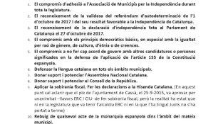 Carta enviada a les candidatures independentistes