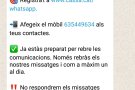 S’activa un servei de missatgeria de Whatsapp des de l'Ajuntament