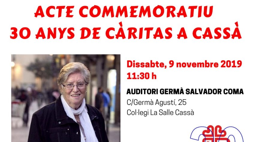 Dissabte, acte commemoratiu dels 30 anys de Càritas Cassà
