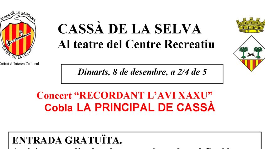 Dimarts, concert de sardanes de La Principal de Cassà