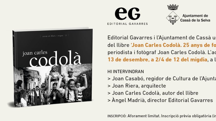 Diumenge, presentació del llibre de fotografies de Joan Carles Codolà