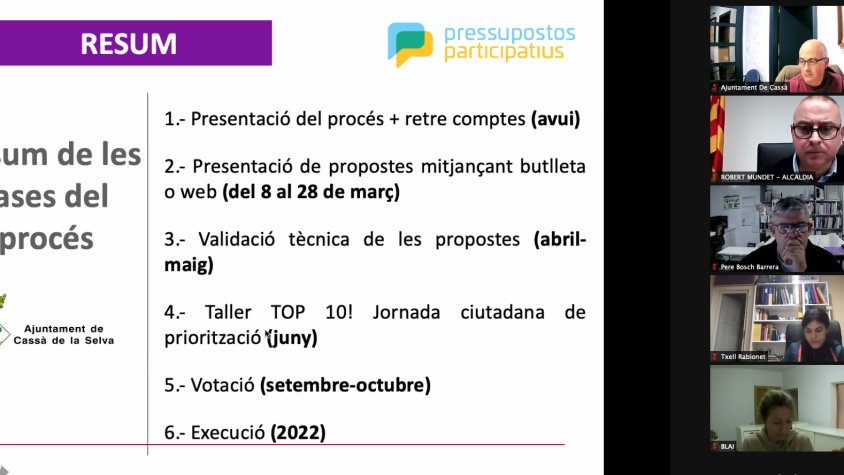 Una captura de pantalla de la reunió telemàtica d'aquest vespre