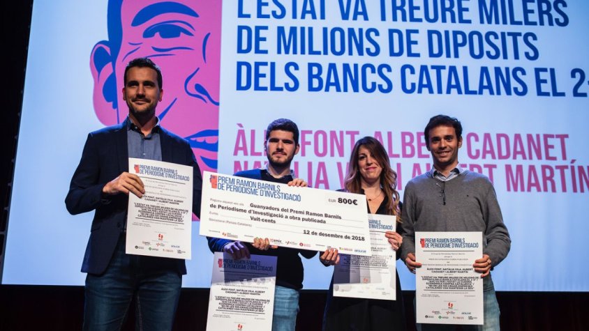 Albert Cadanet, el segon per l'esquerra, amb els companys guardonats