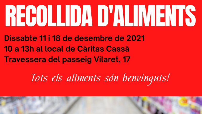 Recollida d'aliments des de Càritas Cassà