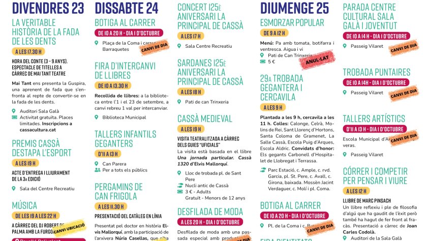 La previsió de pluja modifica la programació de Santa Tecla