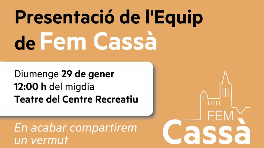 Fem Cassà presentarà el diumenge 29 l'equip per les eleccions municipals