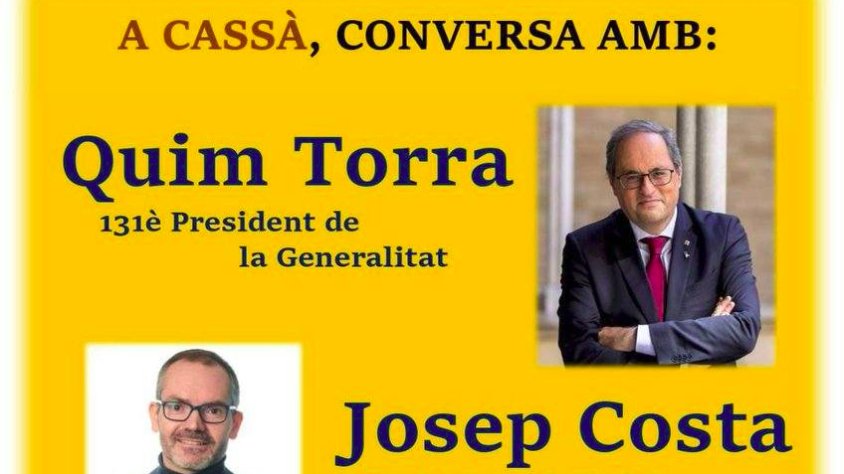 Quim Torra i Josep Costa, divendres a l'auditori Salvador Coma 
