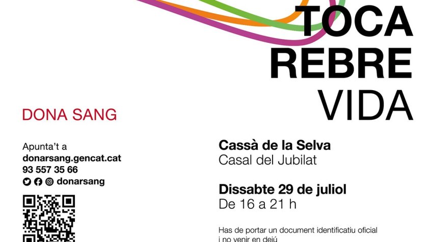 El 29 de juliol donació de sang a Cassà