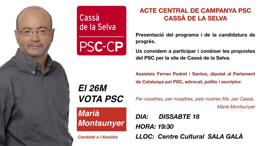 El PSC presenta dissabte el seu programa electoral