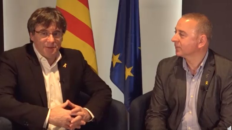 Una imatge del vídeo amb la conversa entre Puigdemont i Mundet
