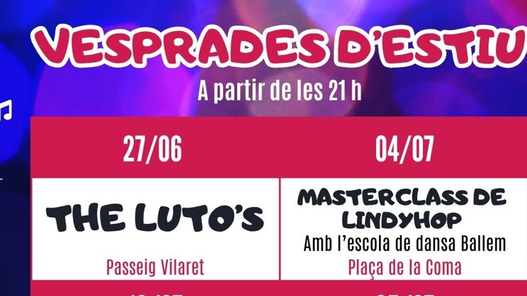 Arriben les vesprades d’estiu, cicle amb música i sorteig de vals de compra