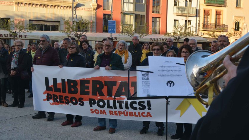 Un dels actes per la llibertat dels presos polítics que cada dilluns organitza l'ANC de Cassà
