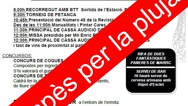 S'ha suspès la festa de Sant Vicenç