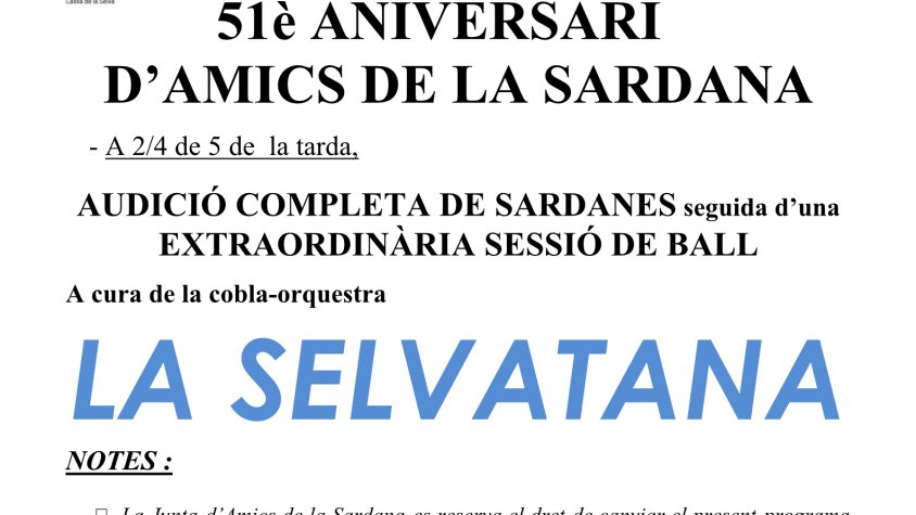 51è Aniversari d’Amics de la Sardana de Cassà de la Selva
