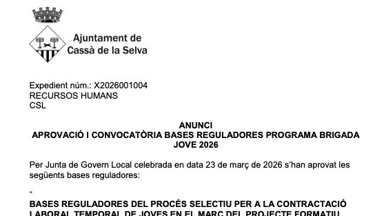 L’Ajuntament activa una nova edició de la Brigada Jove per a l’estiu 2026